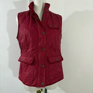 Talbots Women’s S Red Quilted Fitted Vest Full Zip Pockets
